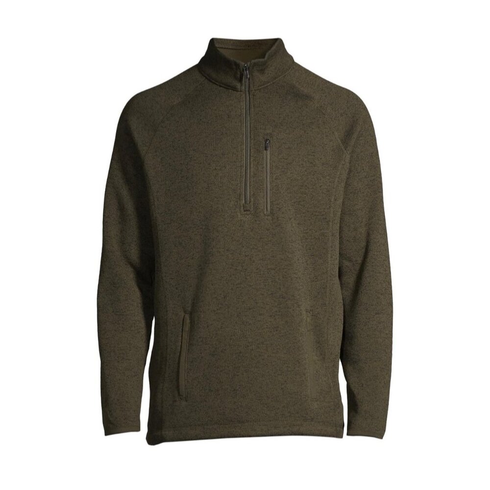 George Mens Small Army Green Half-Zip Pullover Fleece Sweater Casual Comfort Top
